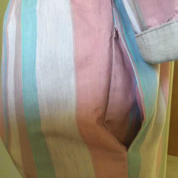 Vintage 70’s 80’s Oops California Pastel Striped Lightweight Jumpsuit - Picture 7 of 12
